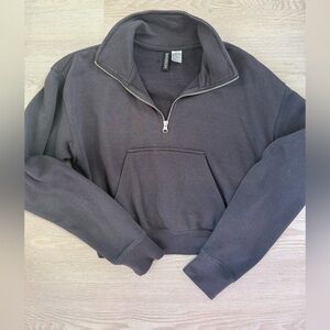 H&M Gray Cropped Zip-Up Sweater XS